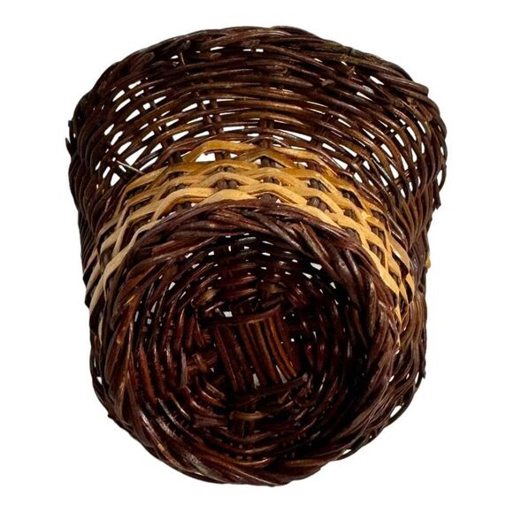 Mini Woven Pine Straw Needle Basket Flower Gathering Handle & Plastic Liner For - Picture 4 of 5